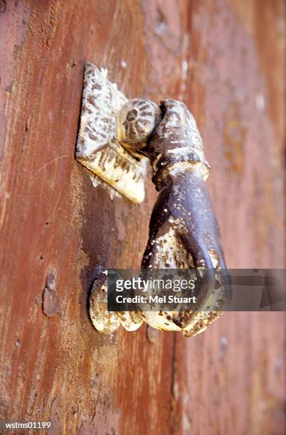rusted door handle, girona, costa brava, catalonia, spain - costa stock-fotos und bilder