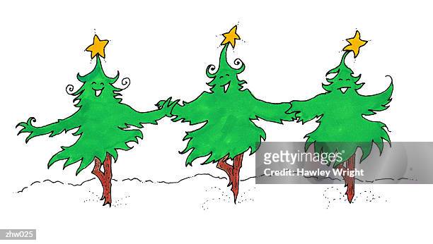 stockillustraties, clipart, cartoons en iconen met christmas tree chorus line - on the set of the cj e m corp idol school reality television show