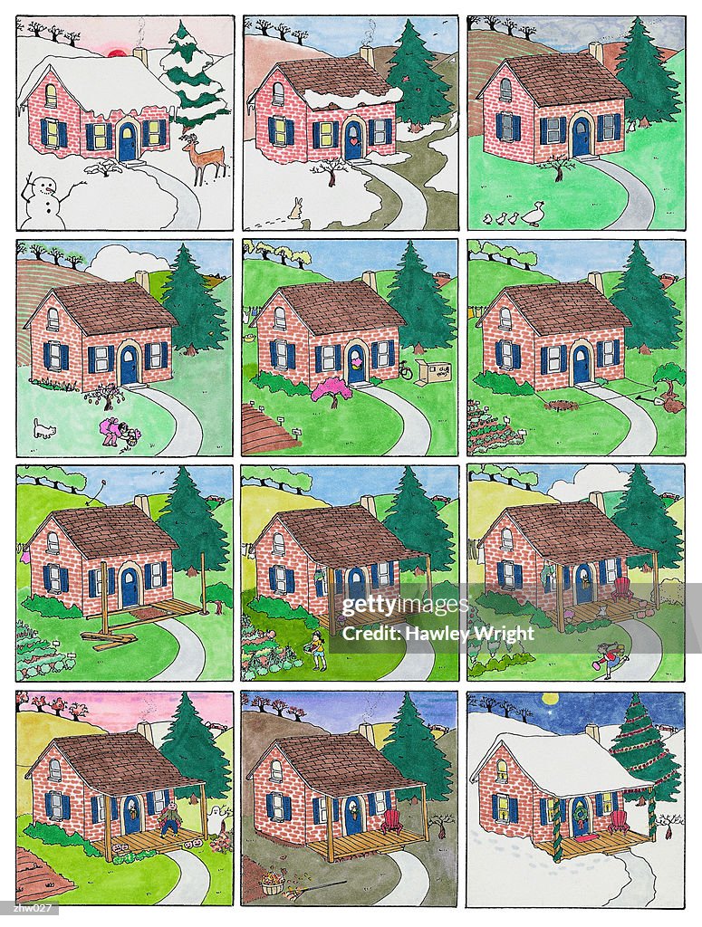 House Through Changing Seasons