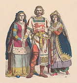 Count von Gleichen with his two wives, published c.1880