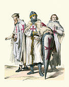 Crusader knights, Templars, Kite shield, Chain mail armour, Medieval military fashions