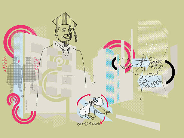 illustration of a graduate of an mba degree - mba students stock illustrations
