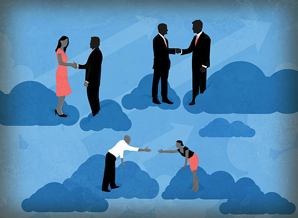Illustrative image of business people making global partners