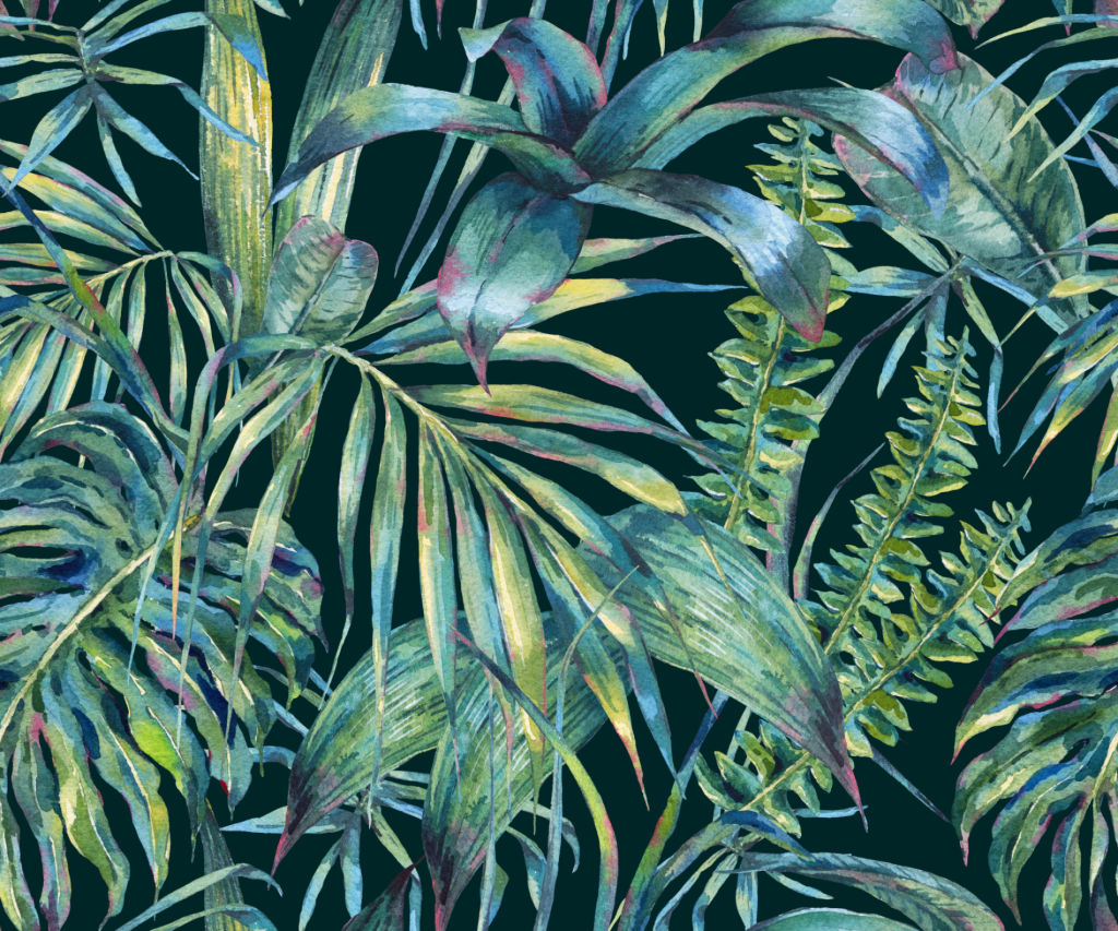 Exotic Watercolour Leaves Pattern