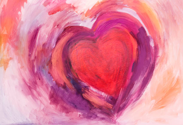 painting of heart with acrylic colors - love stock illustrations