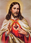 Sebechleby - Typical catholic image of Jesus Christ heart