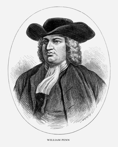 ウィリアム ・ ペンは、ビクトリア朝の彫刻、1887 英語します。 - quaker点のイラスト素材/クリップアート素材/マンガ素材/アイコン素材