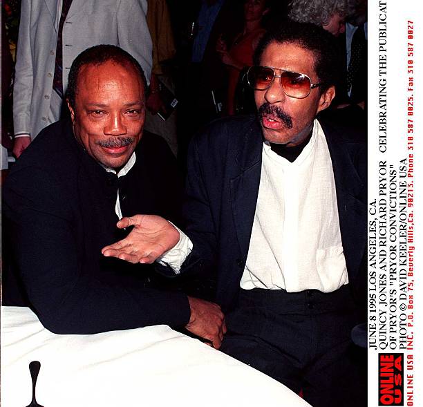 JUNE 1995. QUINCY JONES AND RICHARD PRYOR CELEBRATING THE PUBLICATION OF 'PRYOR CONVICTIONS'