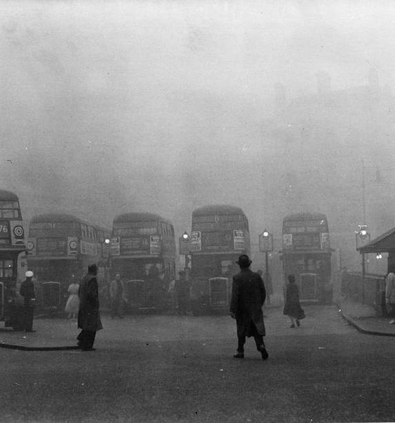 An autumn mist falls on Victoria Bus Station in London.
