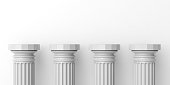 3d rendering four white marble pillars