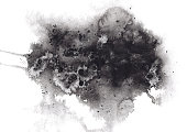 Abstract expressive black watercolor stain