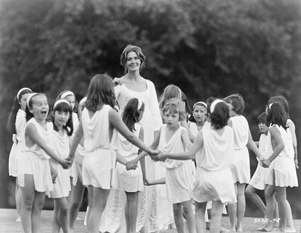 Actress Vanessa Redgrave stands with children in a scene from the 1968 Isadora. Redgrave starred as the dancer Isadora Duncan.