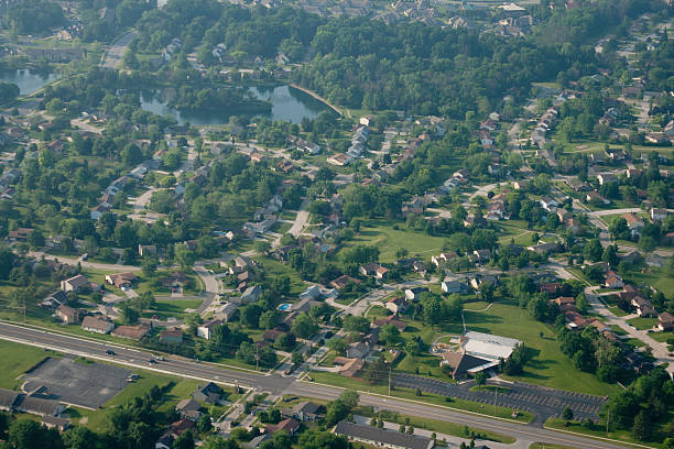 aerial midwest town picture