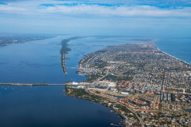 aerial view of indian river and atlantic ocean above melbourne picture