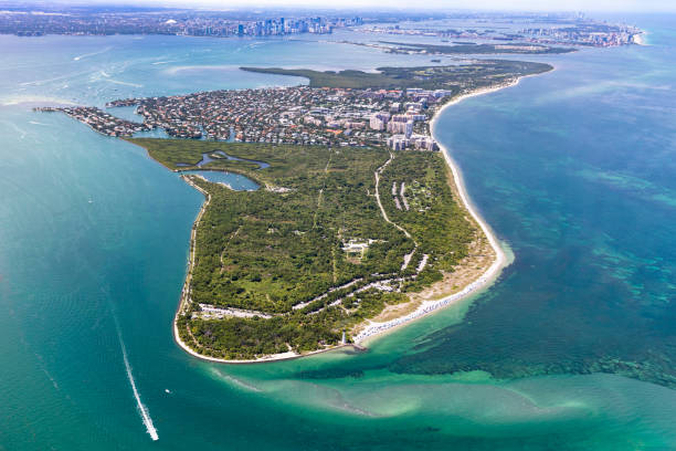 aerial view of peninsula in key biscayne florida usa picture