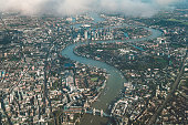 Aerial view of river Thames in London