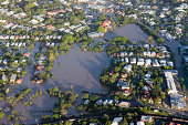 Aerial view of the 2011 Brisbane river flood