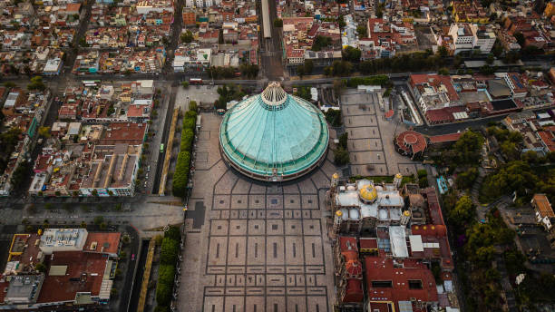 Aerial view of the Basilica de Guadalupe during the Good Friday amid coronavirus pandemic in Mexico City, Mexico, on April 10, 2020. Due to voluntary...
