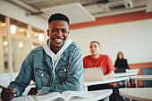 African student sitting in classroom