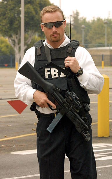Agent guards the Federal Building September 11, 2001 in Los Angeles, CA.