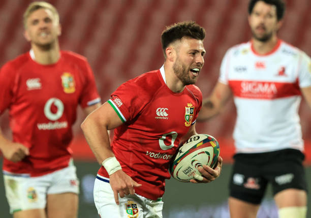 JOHANNESBURG, SOUTH AFRICA - JULY 03: Ali Price of British and Irish Lions scores his team's third try during the 2021 British & Irish Lions tour match between Sigma Lions and British & Irish Lions at Emirates Airline Park on July 03, 2021 in Johannesburg, South Africa. (Photo by David Rogers/Getty Images)