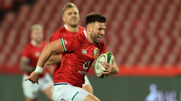 JOHANNESBURG, SOUTH AFRICA - JULY 03: Ali Price of the British and Irish Lions breaks clear to score a try during the Sigma Lions v British & Irish Lions tour match at Emirates Airline Park on July 03, 2021 in Johannesburg, South Africa. (Photo by David Rogers/Getty Images)