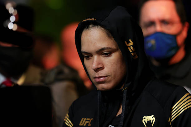 Amanda Nunes of Brazil enters the octagon for her women's bantamweight title fight against Julianna Pena during the UFC 269 event at T-Mobile Arena...