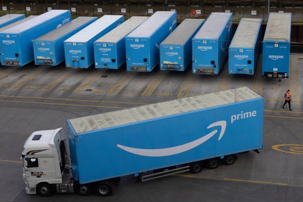 amazon prime lorries are seen at the amazon fulfilment centre on 13 picture