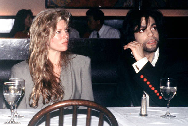 American film actress Kim Basinger with singer Prince, circa 1988.