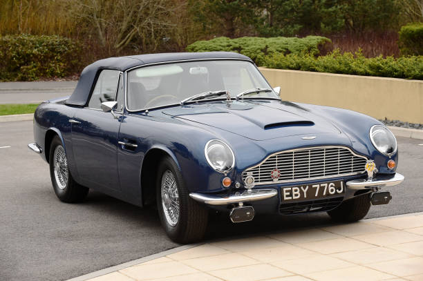 An Aston Martin DB6 belonging to Prince Charles Prince of Wales is seen outside the new Aston Martin Lagonda factory on February 21 2020 in Barry...