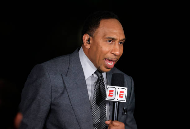 Analyst Stephen A. Smith during Game Three of the NBA Finals between the Milwaukee Bucks and the Phoenix Suns at Fiserv Forum on July 11, 2021 in...