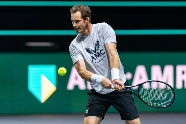 Andy Murray of Great Britain during a practice match at the 49e ABN AMRO World Tennis Tournament 2022 Qualification at Ahoy on February 6, 2022 in...