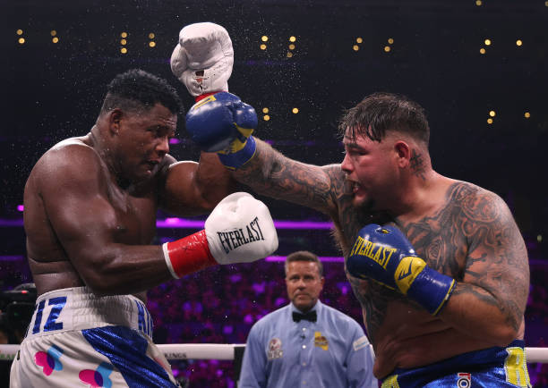 Andy Ruiz Jr. Punches Luis Ortiz to a unanimous decision win during a WBC world heavyweight title eliminator fight on September 04, 2022 in Los...