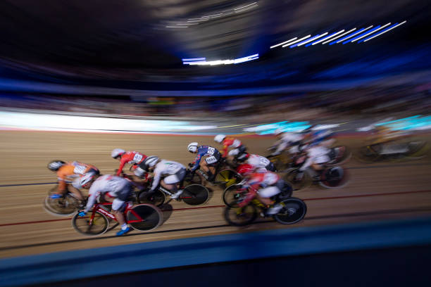 Anita Yvonne Stenberg of Norway during the Women's Scratch Race during the UCI Track Champions League Round 3 at Lee Valley Velopark Velodrome on...