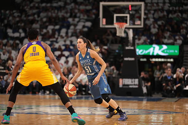 Anna Cruz of the Minnesota Lynx handles the ball against the Los Angeles Sparks during Game One of the WNBA Finals on October 9, 2016 at Target...