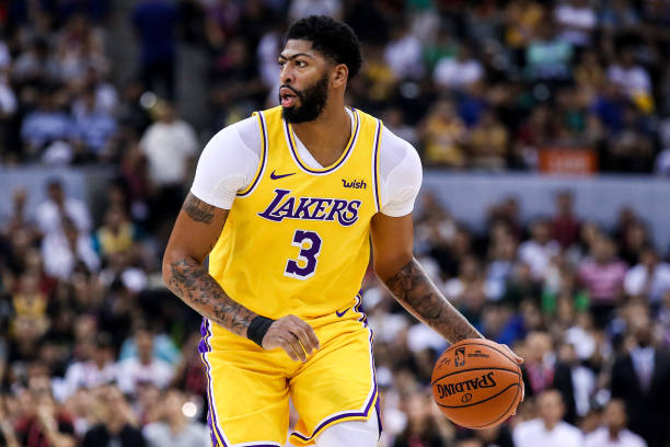 Anthony Davis of Los Angeles Lakers drives the ball during NBA China Games 2019 between Los Angeles Lakers and Brooklyn Nets at Shenzhen Universiade...