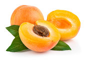 apricot fruits with green leaf