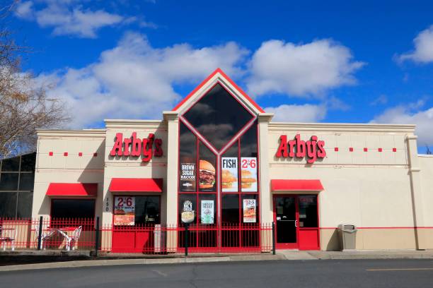 arbys fast food restaurant showing logos on store front northern picture