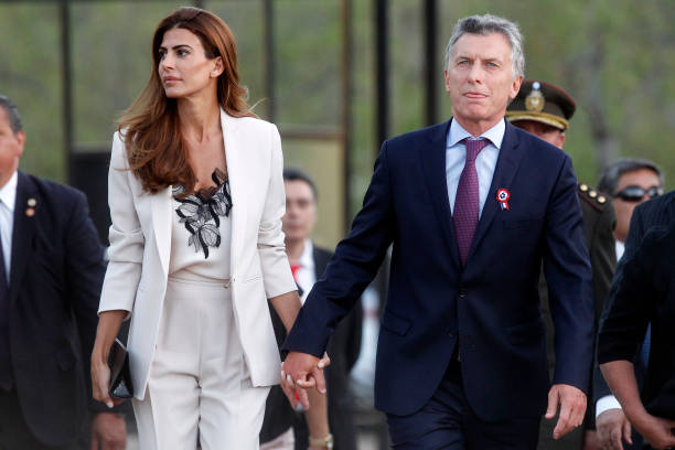 Argentina's President Mauricio Macri (R) and his wife Juliana Awada ...