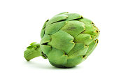 Artichoke, Fresh Green Vegetable with Edible Heart, Isolated on White
