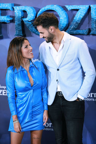 Asraf Beno and Isa Pantoja attend 'Frozen II' premiere at Callao Cinema on November 19 2019 in Madrid Spain