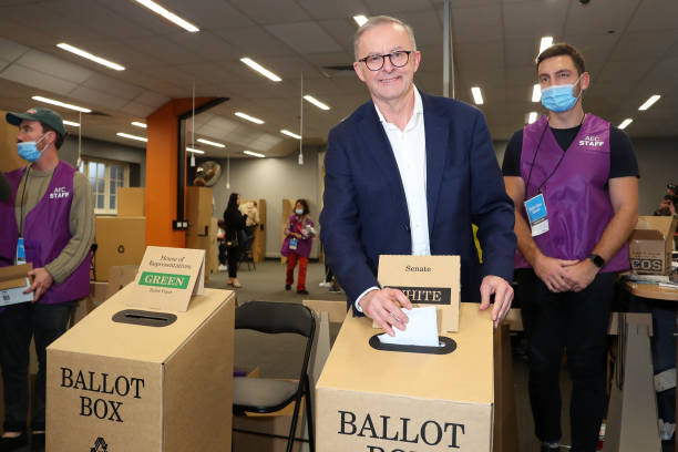 AUS: Labor Leader Anthony Albanese Campaigns In Melbourne On Election Day