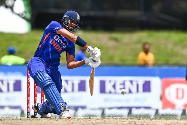 Axar Patel, of India, takes a shot during the fourth T20I match between West Indies and India at the Central Broward Regional Park in Lauderhill,...