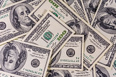 Background of the many american one hundred dollar banknotes