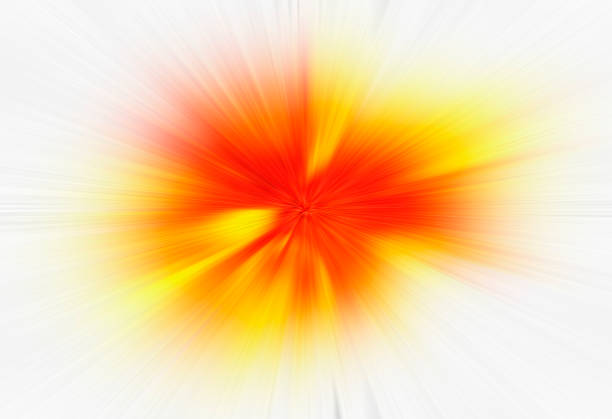 Background with explosion of red and yellow light trails on a white background.