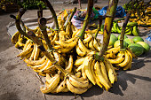 Bananas in a market in the town of Alausi in Ecuador