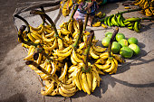 Bananas in a market in the town of Alausi in Ecuador