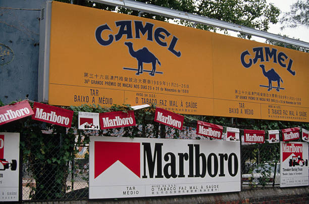 Banners for Camel and Marlboro Cigarettes