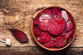 Beetroot salad with parsley in a bowl