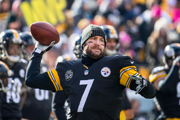 ben roethlisberger of the pittsburgh steelers warms up before the afc picture